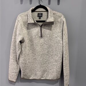 J. Crew Authentic Fleece Gray Quarter Zip Up Men's Sweater